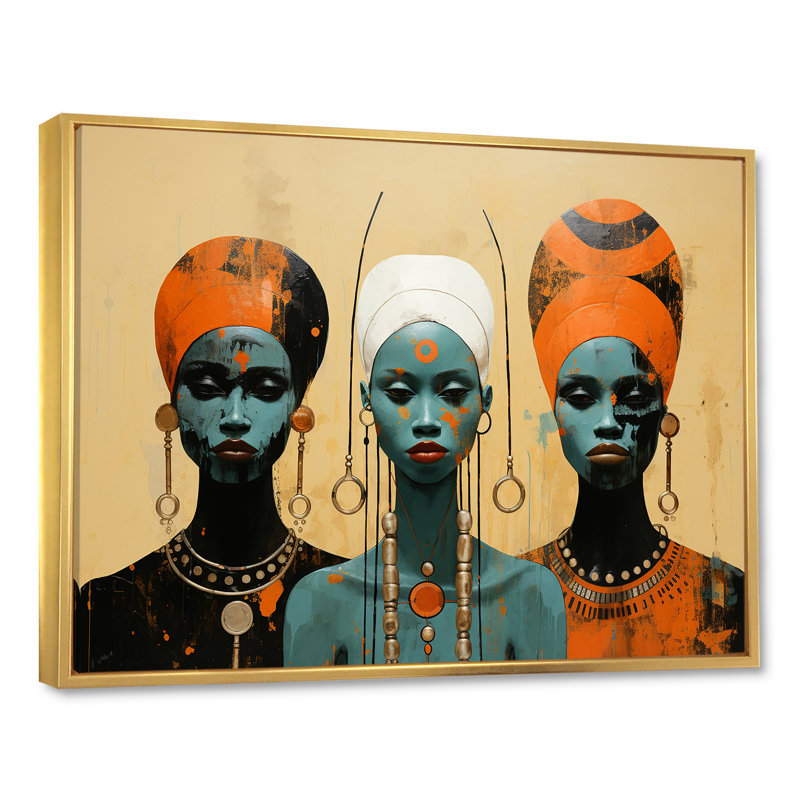 Minimalisme, tribus d'Afrique, femmes - tribus d'Afrique, impressions sur toile, Cadre flottant doré