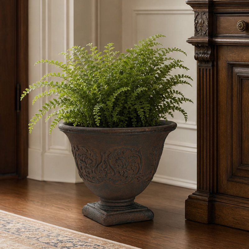 Pot de fleurs d'extérieur rond en polyrésine de 16 po x 16 po x 13 po Darcy