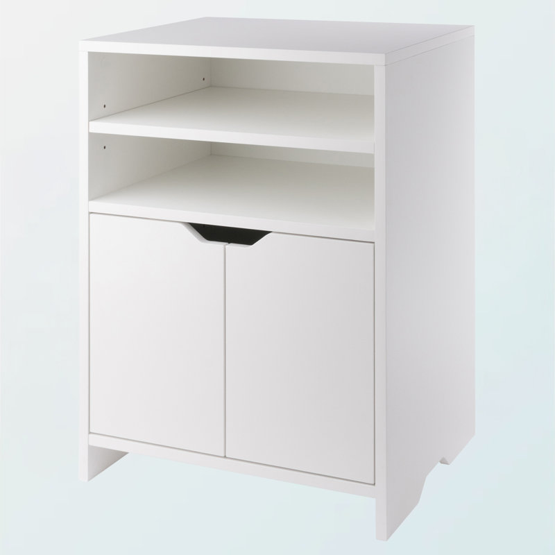 Holtman 4-Open Shelf Storage Cabinet in White Finish, 26'' H X 19.08'' W X 15.70'' D, White
