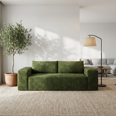Canapé modulaire en velours côtelé contemporain avec assise profonde et dossier rembourré