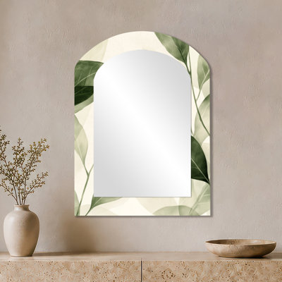 Miroir mural Botanical Arch - Feuilles de sauge doux, imprimé sur métal