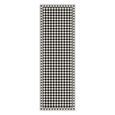 Chess Black Cushioned Kitchen Mat