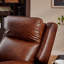 Fauteuil inclinable électrique double moteur en cuir véritable avec appui-tête réglable électriquement, accoudoirs arrondis et garniture cloutée (ensemble de 2)-1626814890