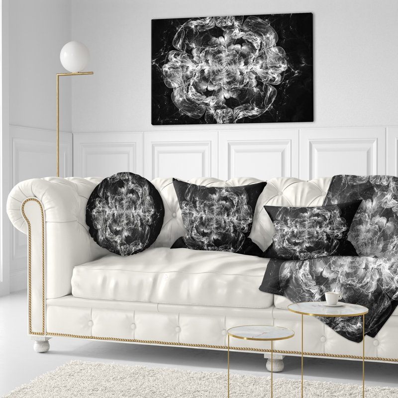 Coussin lombaire floral fractal explosion, Argent