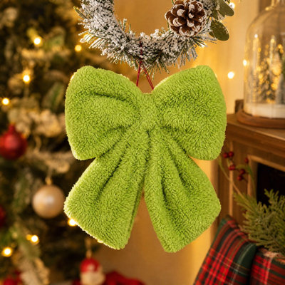 Christmas Decorations Towel Bow Christmas Tree Hanging Ornament Soft Bow Decor For Xmas Party Home Decoration
