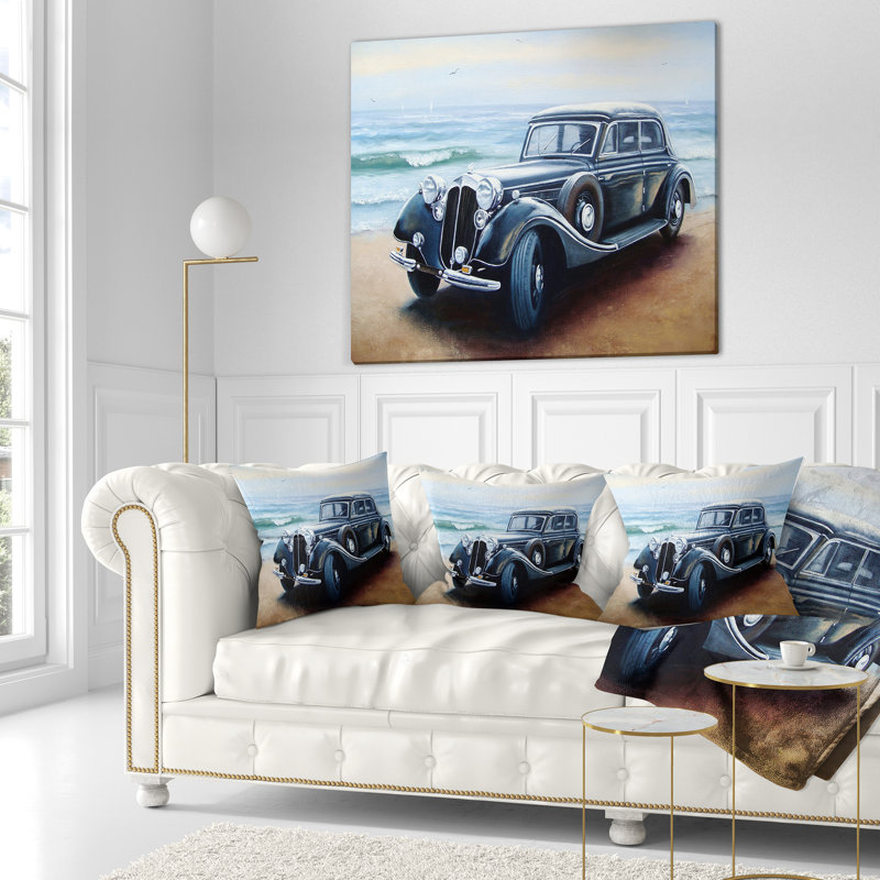Coussin de mer rétro sur terre, 16 po x 1 po, Coussin décoratif
