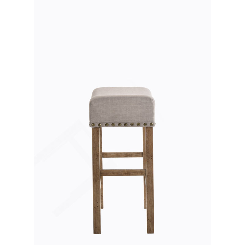 Tabouret à hauteur de comptoir en lin et chêne vieilli (ensemble de 2)