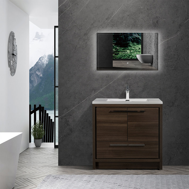 Lefebvre 35.5" Single Bathroom Vanity Set, Gray Oak