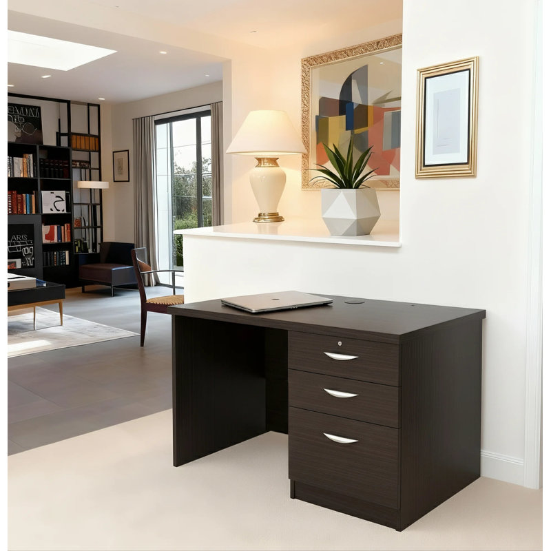 Walshaw Solid Wood Base Writing Desk, Black Havana