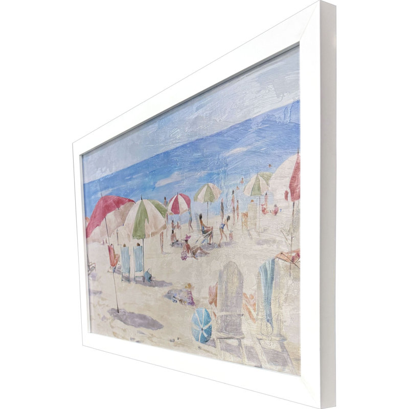 Colourful Umbrella Beach Non-Glass Framed Art