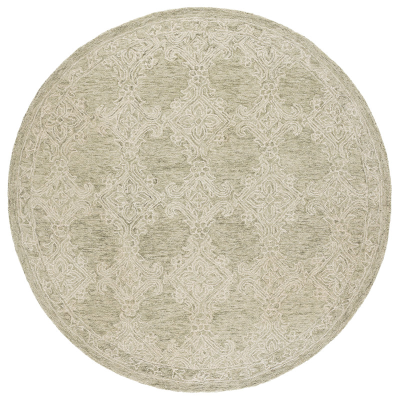 Abstract 561 Hand Tufted 80% Wool; 20% Cotton Damask Rug, Round 6'