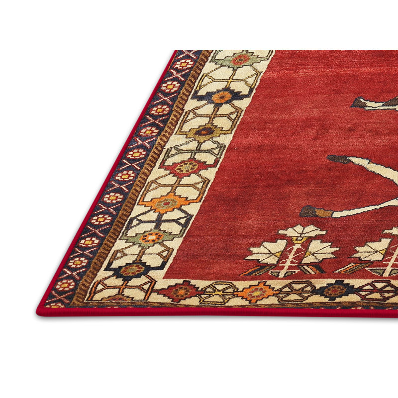 Tapis traditionnel beige / rouge / mauve, Rectangle 8 pi x 10 pi