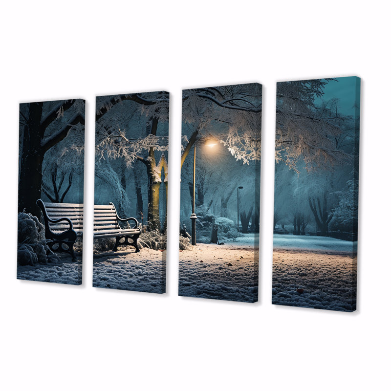 Ensemble d'art mural enneigé 4 pièces Snowy Park, H 32 po x l 64 po