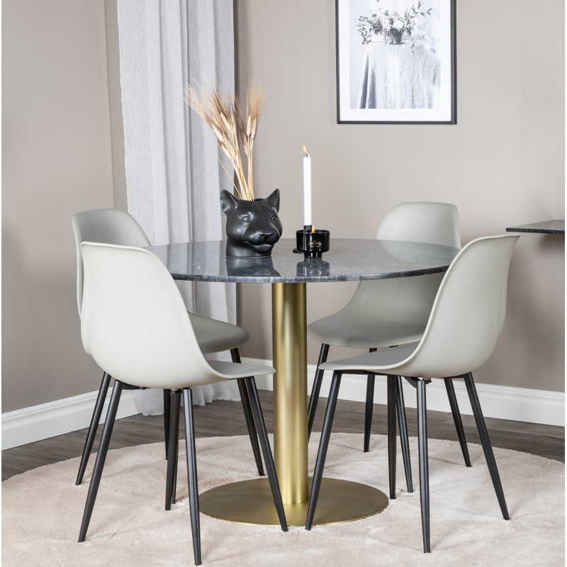 Malec Dining Set, Black, Grey, Gold