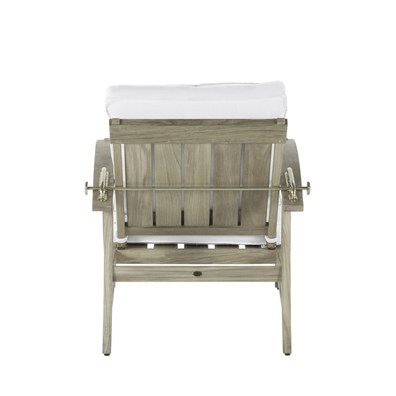 Croquet Teak Patio Chair with Cushions, No Welt + Standard Fill, Linen Forest, Oyster Teak