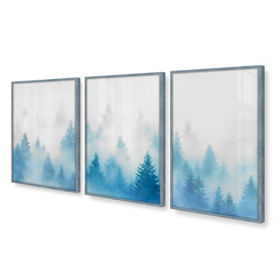 Ensemble de 3 impressions Frozen Echoes dans un cadre en zinc patiné, 36 po x 24 po