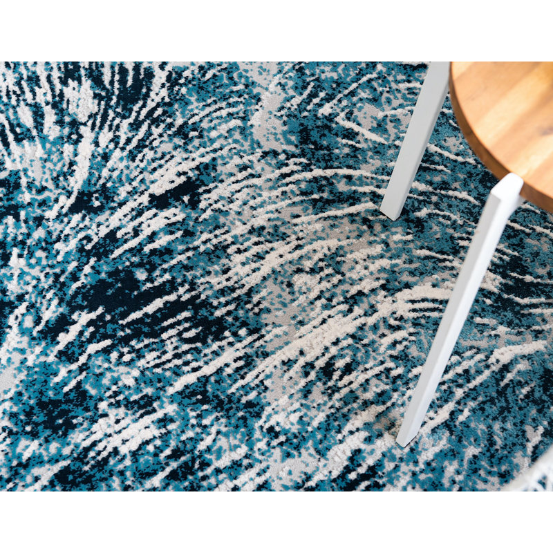 Tapis contemporain Araceli couleur mer / blanc, Rectangle 2 pi x 3 pi