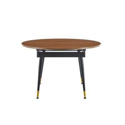 Walnut Oval Extendable Dining Table, Mdf Top Modern Expandable Kitchen Table With Sturdy Metal Legs For Dining Room, Seats 6-10 People