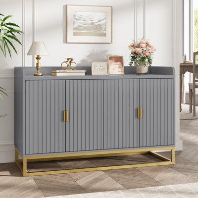 Buffet cannelé 47,2 "avec armoire de rangement, buffet de cuisine moderne avec tablettes réglables