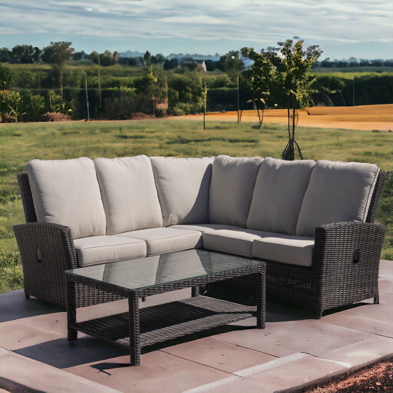 Ensemble de conversation modulaire en rotin avec coussins 4 pièces Shallenor
