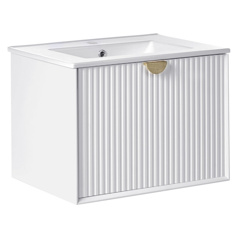 Cerstin 60.00mm Single Bathroom Vanity with Basin, White