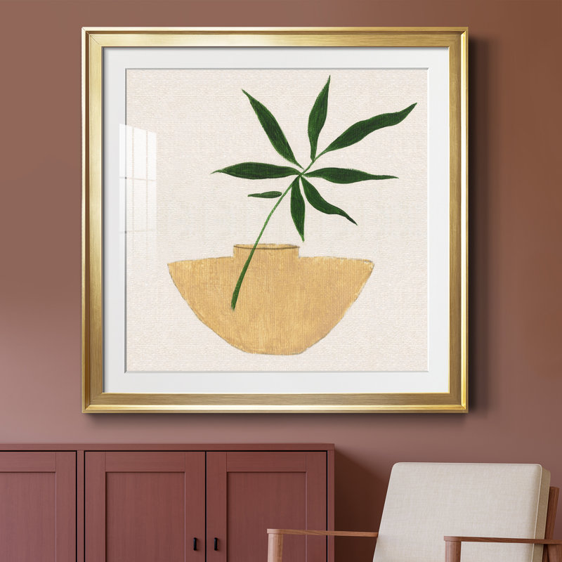 Simple Nature I - peinture encadrée, Encadrement doré, H 34,5 po x l 34,5 po x P 1,5 po