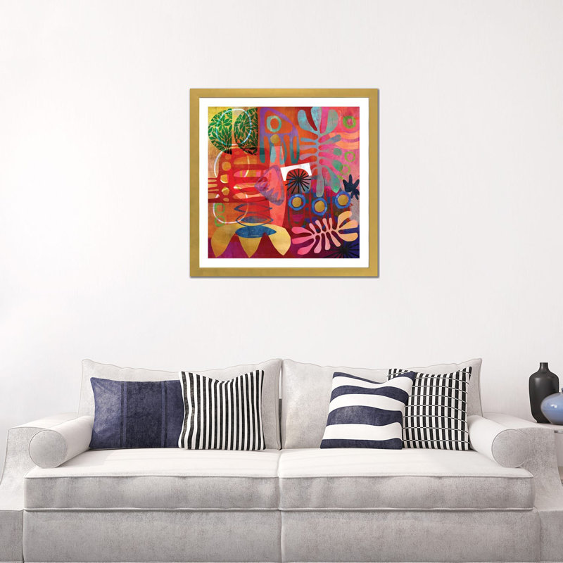 «African Abstract» par Nikki Chu - reproduction, Impression encadrée, H 24 po x l 24 po, Doré