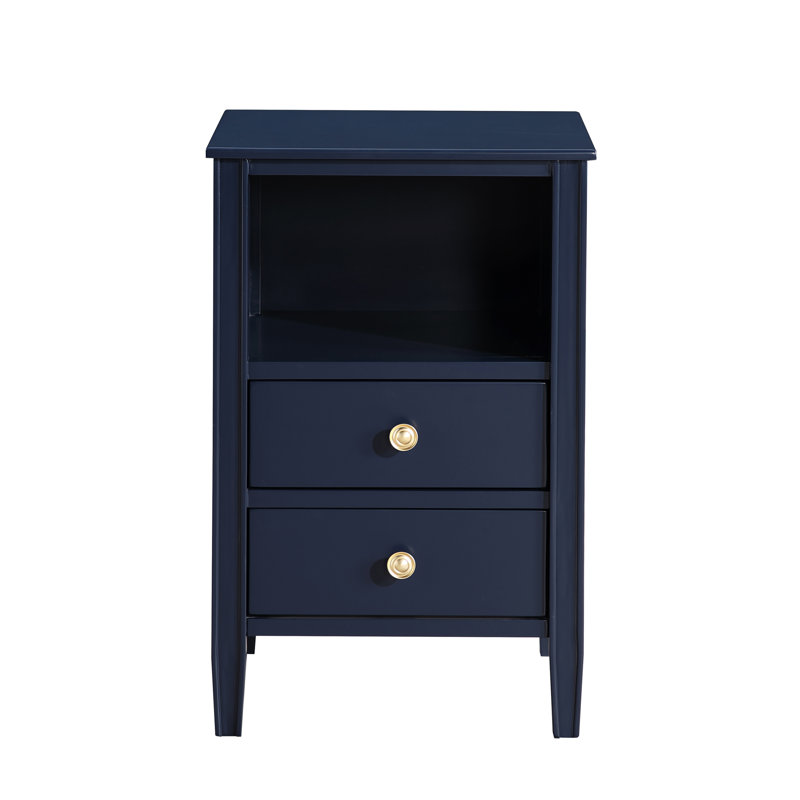 Table de chevet avec rangement à 2 tiroirs Winston, Bleu très foncé