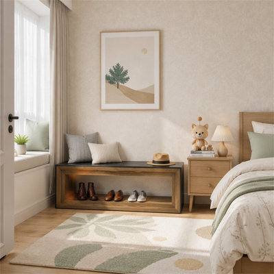 Banc d'entrée 63 "avec rangement pour chaussures, banc de ferme pour couloir