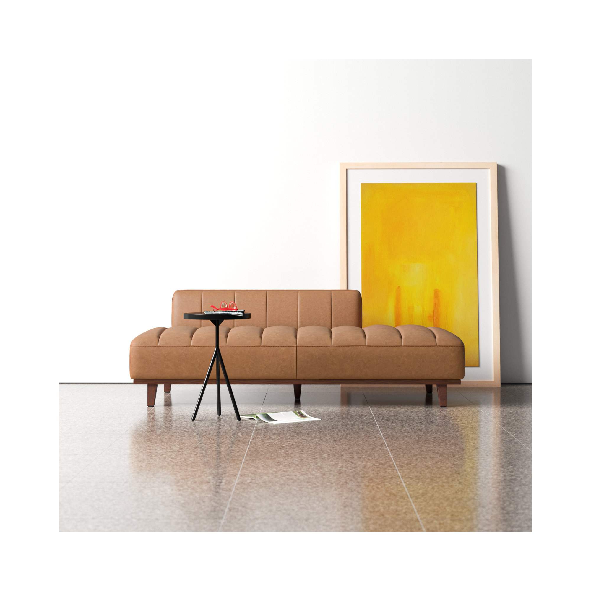 Novi Genuine Leather Upholstered Daybed, Marseille Brown Genuine Leather