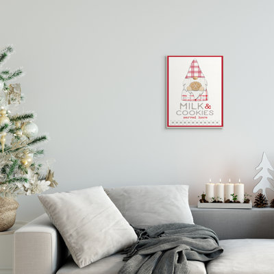 The Holiday Aisle® Milk And Cookies Phrase Christmas Plaid Gnome Print ...