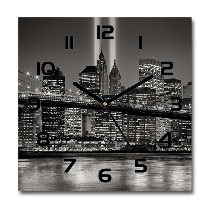 Glass Wall Clock, Black/Grey/White