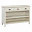 Console rétro avec 3 tiroirs de rangement, table d'entrée avec 3 paniers tissés jacinthe d'eau-995185359