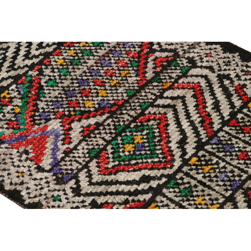 Moroccan Hand Knotted Geometric Area Rug, Rectangle 10' x 14'