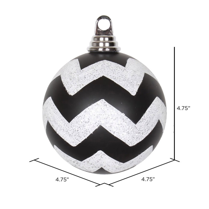 Ornement en forme de boule de chevron mat, Noir / Blanc