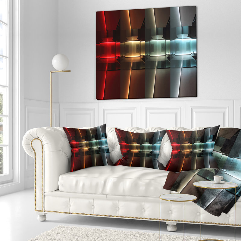 Cuisine avec éclairage DEL - Coussin imprimé abstrait, 16 po x 16 po, Coussin décoratif