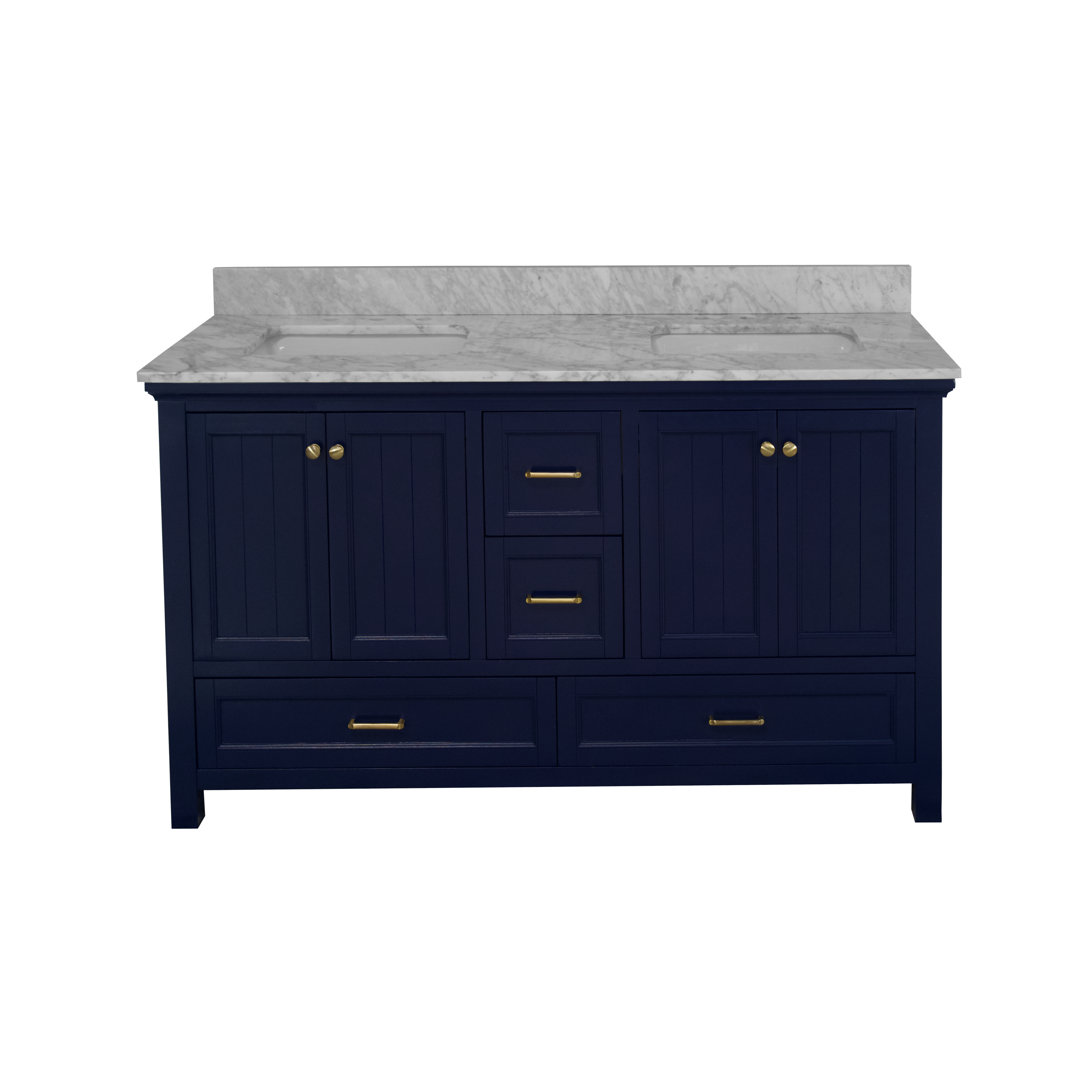 Maven 60'' Double Bathroom Vanity with Carrara Marble Top Joss & Main Base 