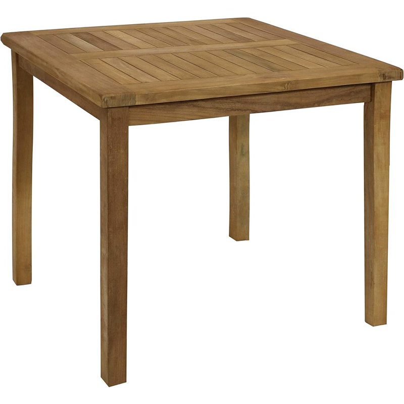 Table de salle à manger d'extérieur en teck massif - bois brun clair