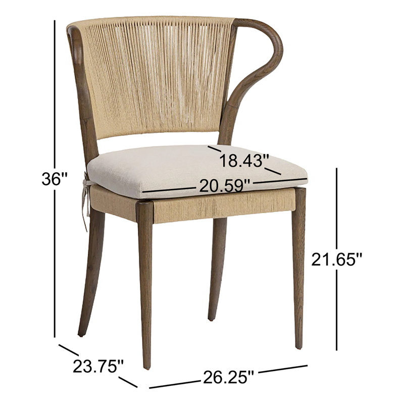 Amira Armless Dining Chair, Brown/Braodway Dune