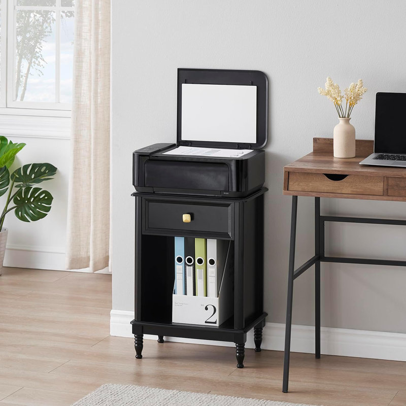 Abneer Manufactured Wood Bedside Table, Black