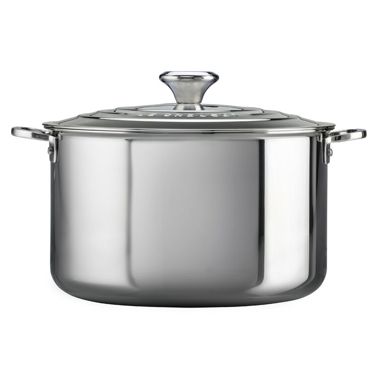 Le Creuset 7 qt Tri-Ply Stainless Steel Stock Pot with Lid - 13 5