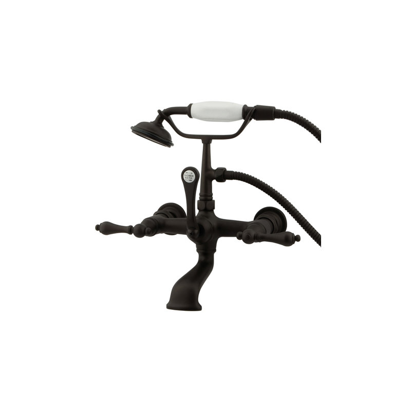 Hot Springs Triple Handle Wall Mounted Clawfoot Tub Faucet with Handshower, Oil Rubbed Bronze