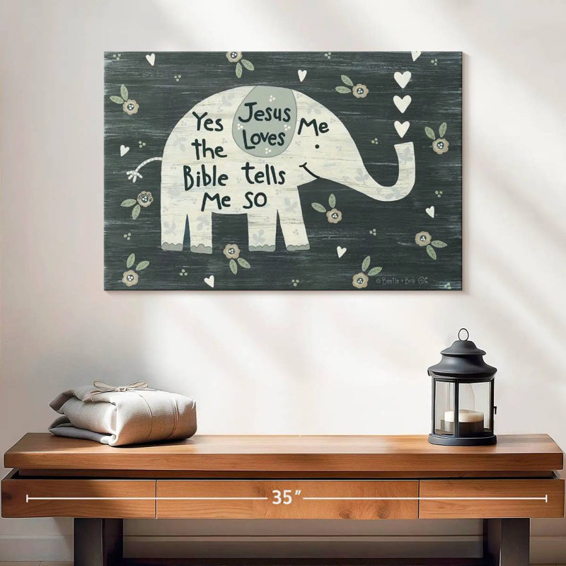 Tergel Jesus Loves Me Elephant, H 16 po x l 24 po