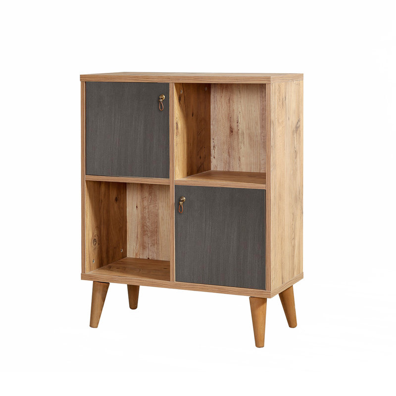 Uttoxeter 95cm H x 77cm W Cube Bookcase, Natural/Grey