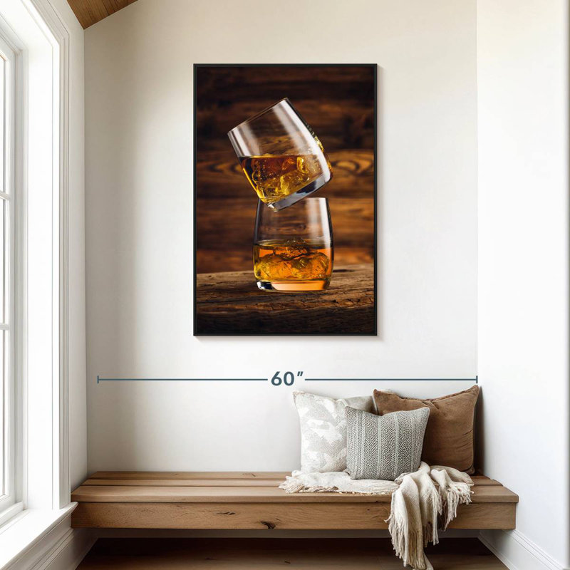 Whisky On Whisky, Cadre flottant noir, 29 po x 43 po