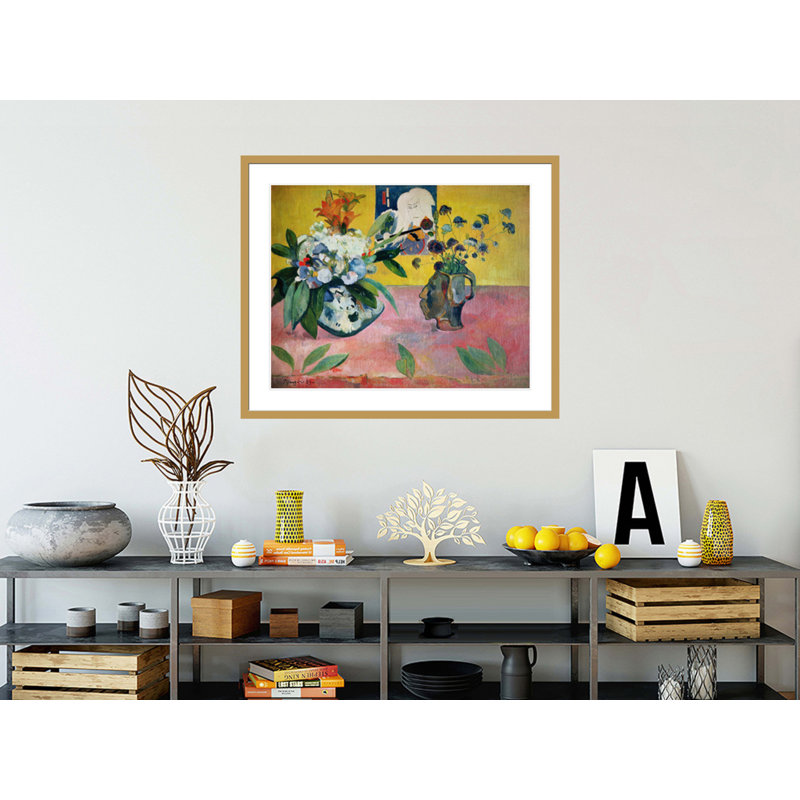«Flowers and a Japanese Print» par Paul Gauguin - Estampe numérique encadrée, H 33,5 po x l 40,61 po