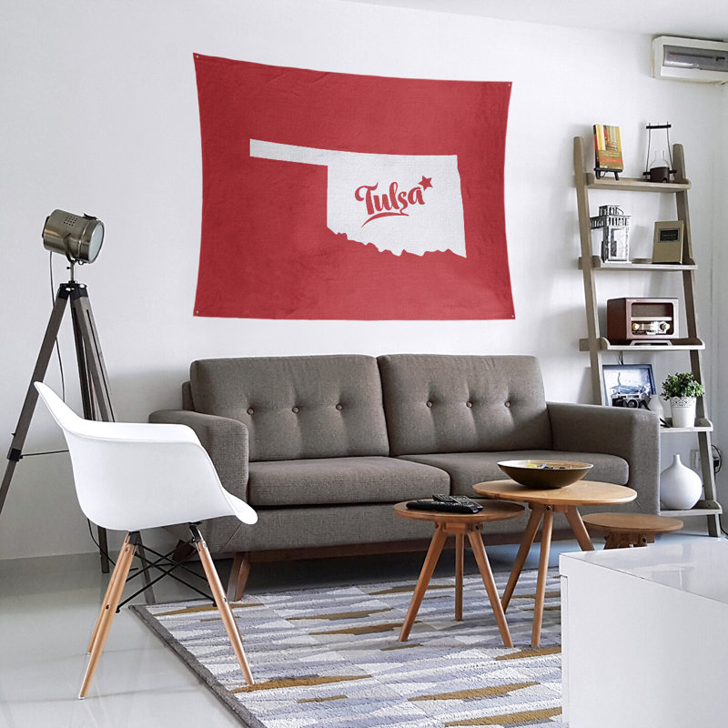 Tapisserie Tulsa Oklahoma, H 51 po x l 60 po, Rouge