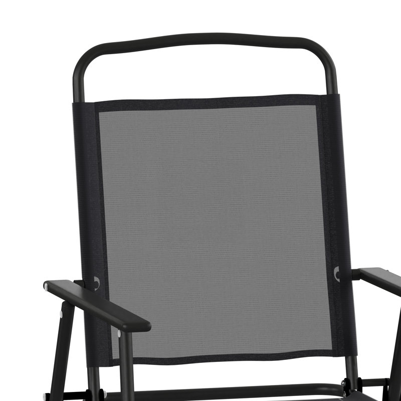 Chaises de patio pliables en polyester enduit de PVC avec accoudoirs Clarajane, Noir