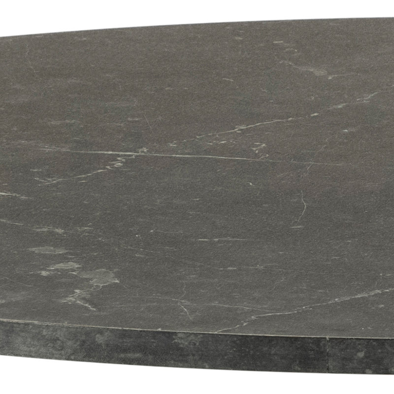 Bettie Round Metal Base Dining Table, Black, Black