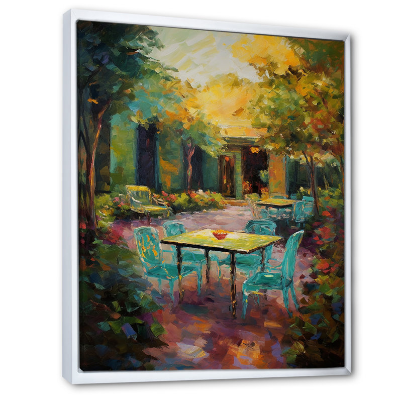 Impression romantique sur toile, "Romantic Picknick In Luscious Italian Garden I", H 32 po x l 16 po x P 1 po